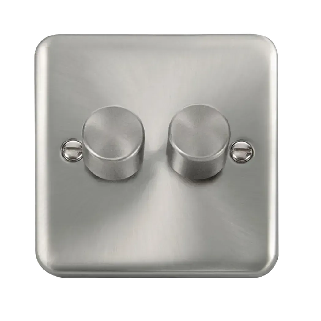 DPSC152 - Click Deco Plus 2 Gang 2 Way Satin Chrome 400VA Dimmer Switch DPSC152
