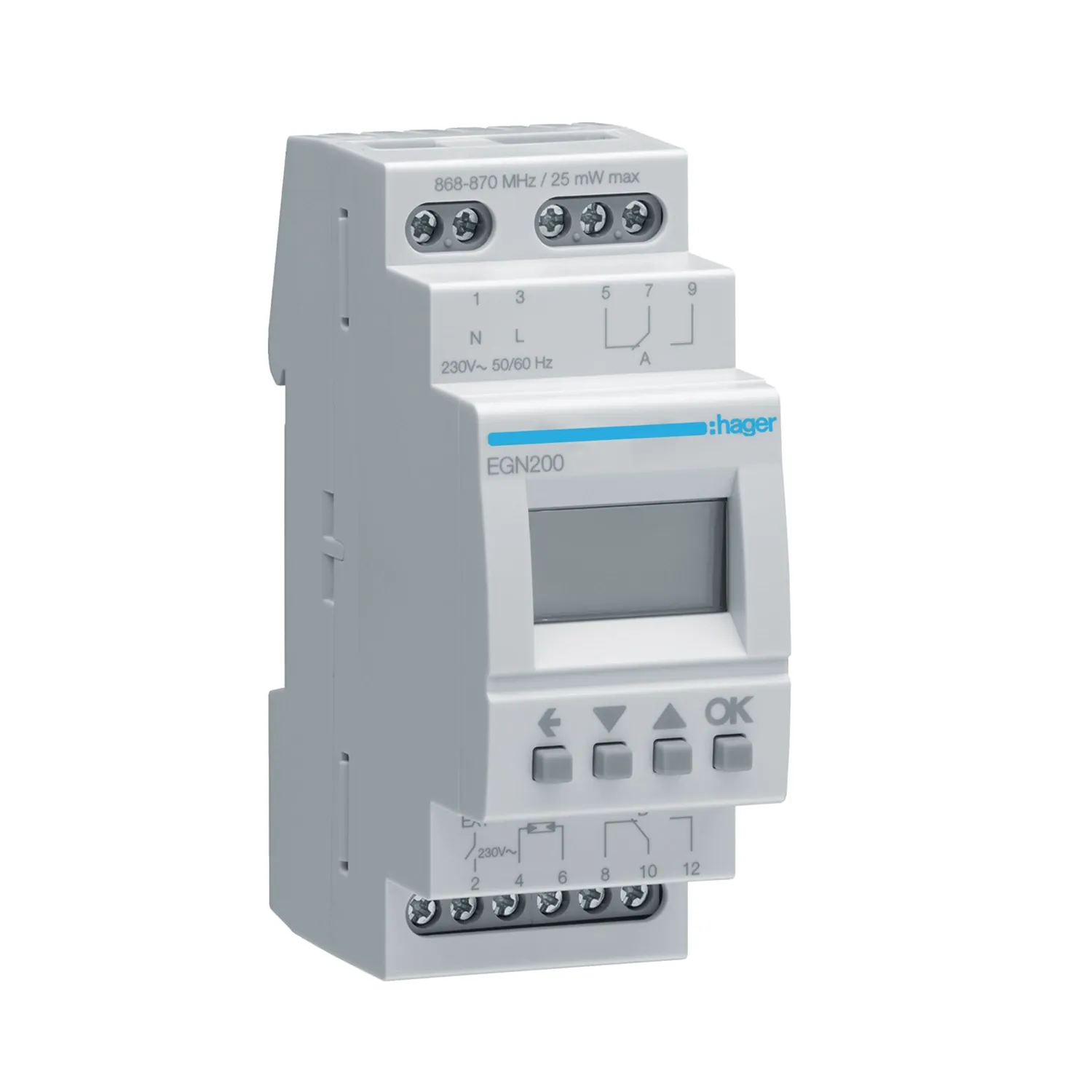 Hager EGN200 2-Channel Bluetooth Multifunction Time Switch - 230V DIN Rail