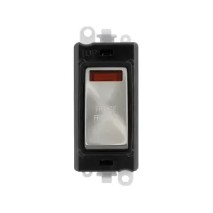 Click GridPro 20A Double Pole Switch Module, 2-Way, Neon, Fridge-Freezer, Satin Chrome