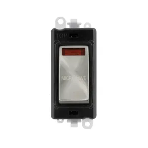 Click GridPro 20A Double Pole Switch Module, 2-Way, Neon, Microwave, Satin Chrome