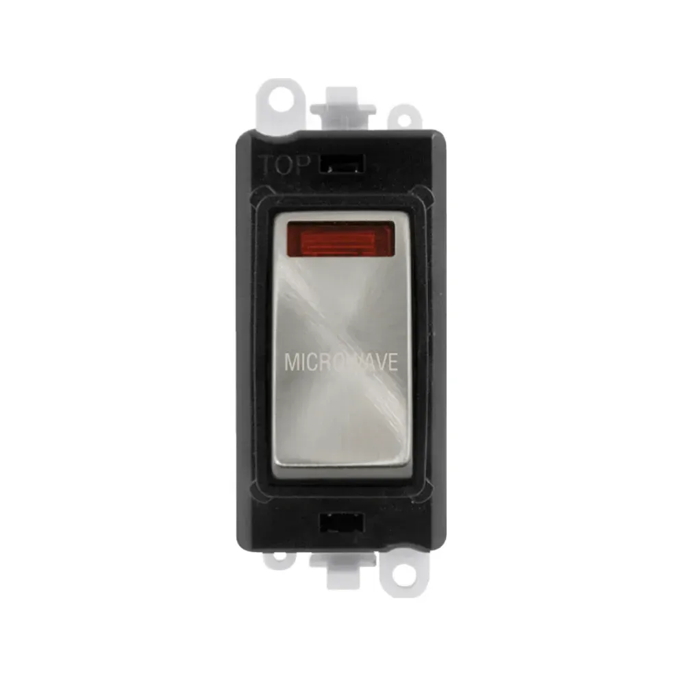 Click GridPro 20A Double Pole Switch Module, 2-Way, Neon, Microwave, Satin Chrome