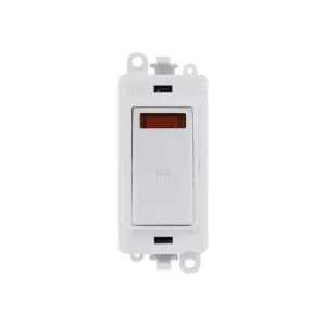 Click GridPro 20A DP switch with neon and Fan engraving, polar white