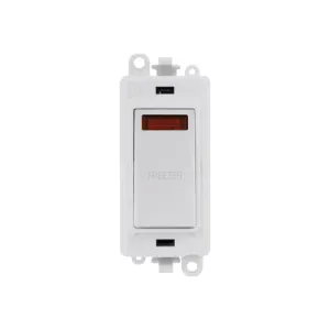Click GridPro 20A DP switch with neon and Freezer engraving, polar white