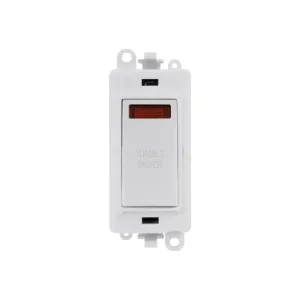 Click GridPro 20A DP switch with neon and Tumble Dryer engraving, polar white