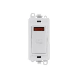 Click GridPro 20A DP switch with neon and Water Heater engraving, polar white