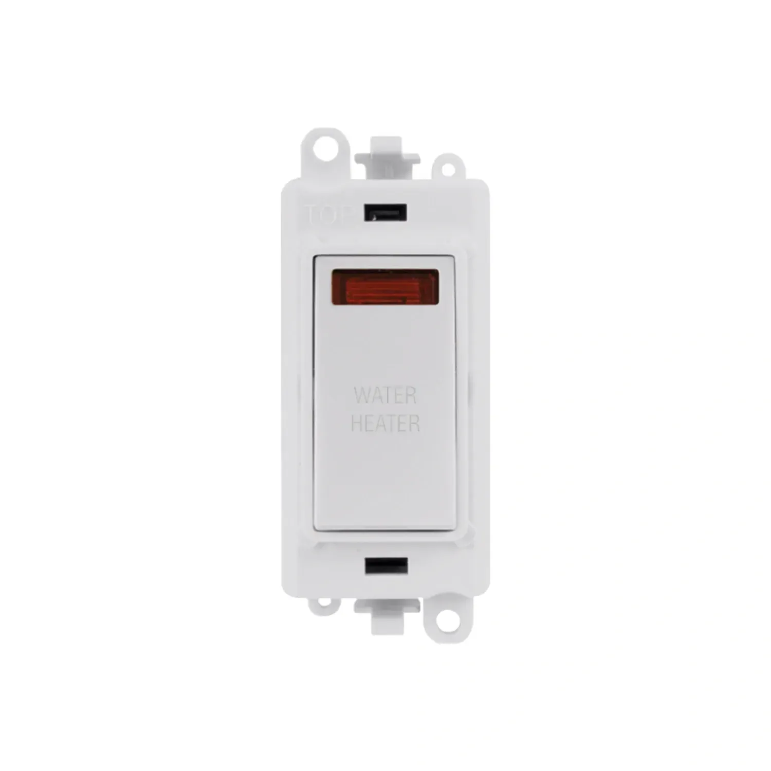 Click GridPro 20A DP switch with neon and Water Heater engraving, polar white