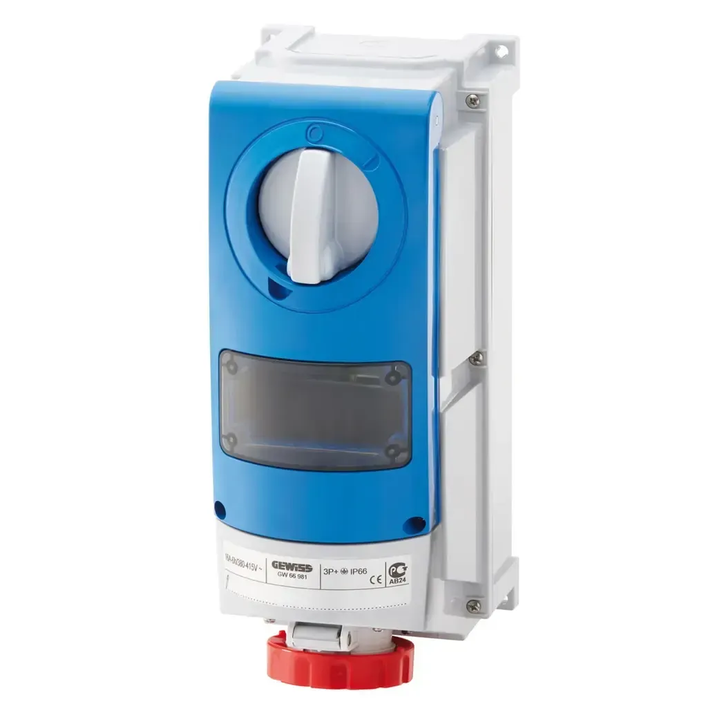 GW66982 - Gewiss 415V 5-Pin 16A Socket with Isolator IP67