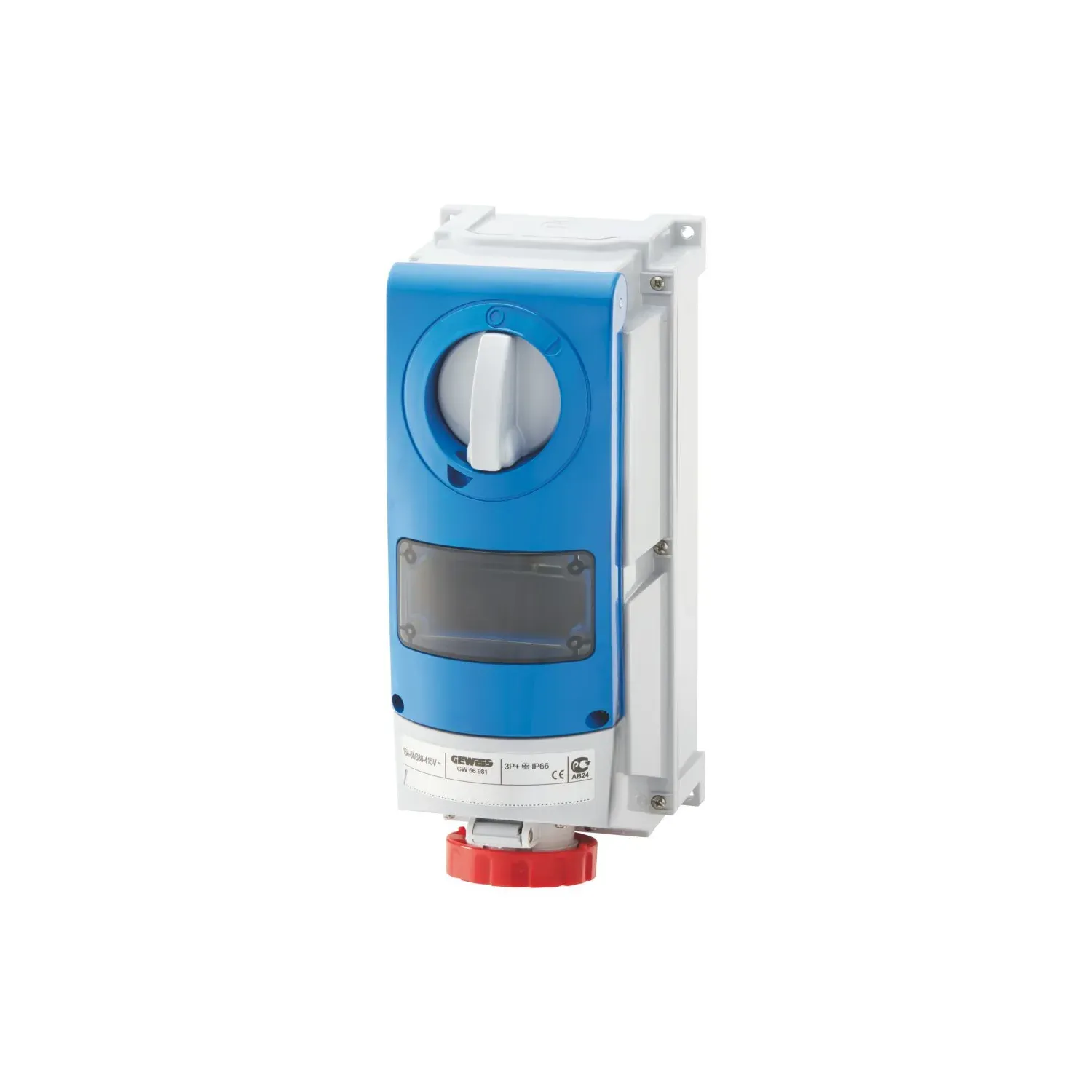 Gewiss 32A 5P Interlocked Switched Socket Vertical IP66 400V Red