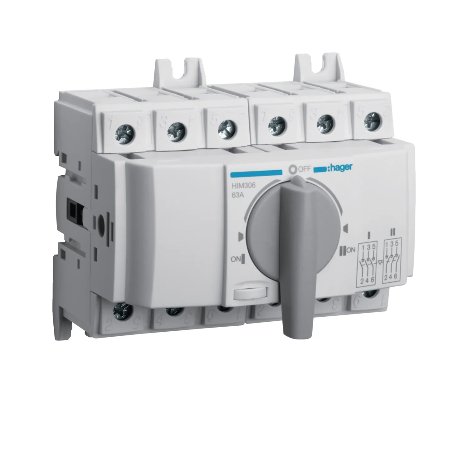 Hager HIM306 3P 63A Changeover Switch 380-415V IP20