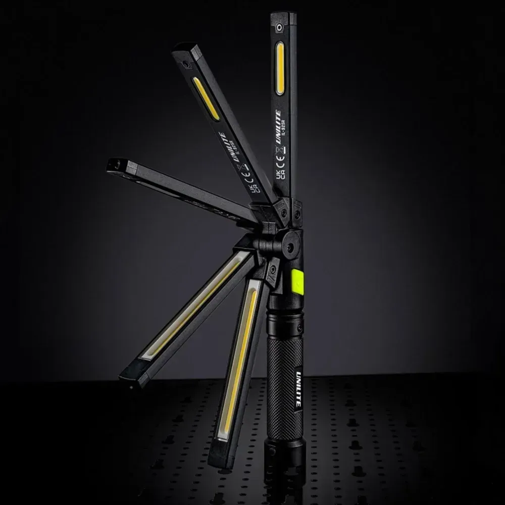 Unilite IL-925R 925lm folding inspection light with top torch and battery indicator
