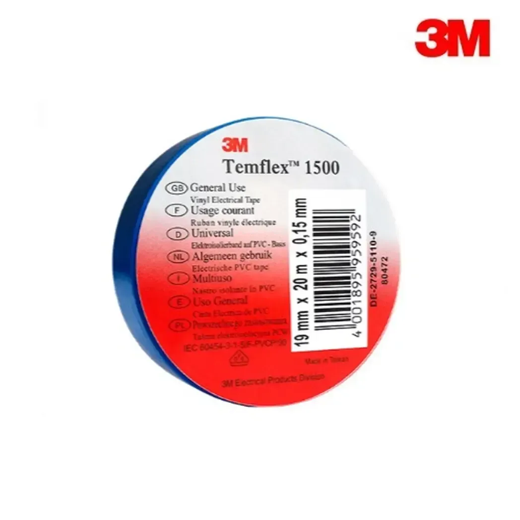 INTAPEBLUE - 3M Temflex 1500 Blue PVC Electrical Insulation Tape 20m