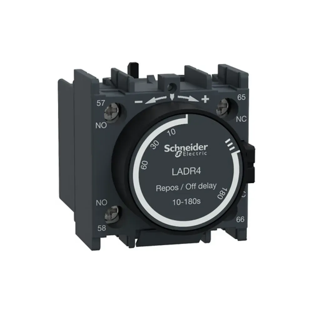 Schneider Electric LADR4 10 to 180s Off Delay Auxiliary Contact Block 1NO 1NC