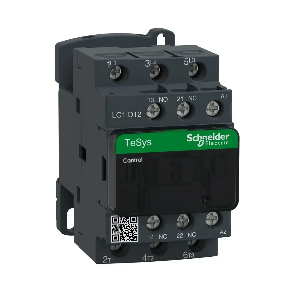Front view of Schneider LC1D12B7 3P contactor