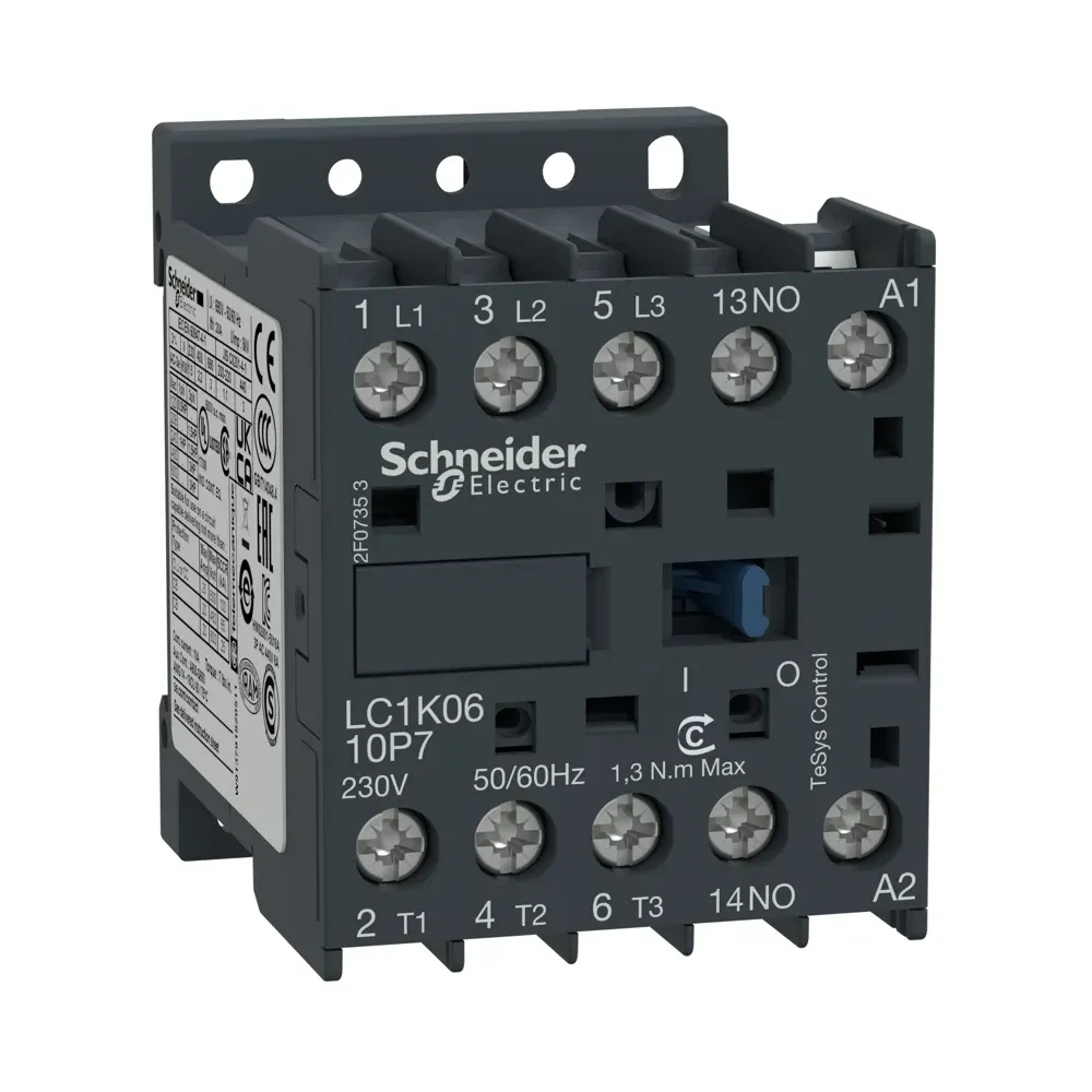 Front view Schneider TeSys K LC1K0910B7 3P 9A contactor