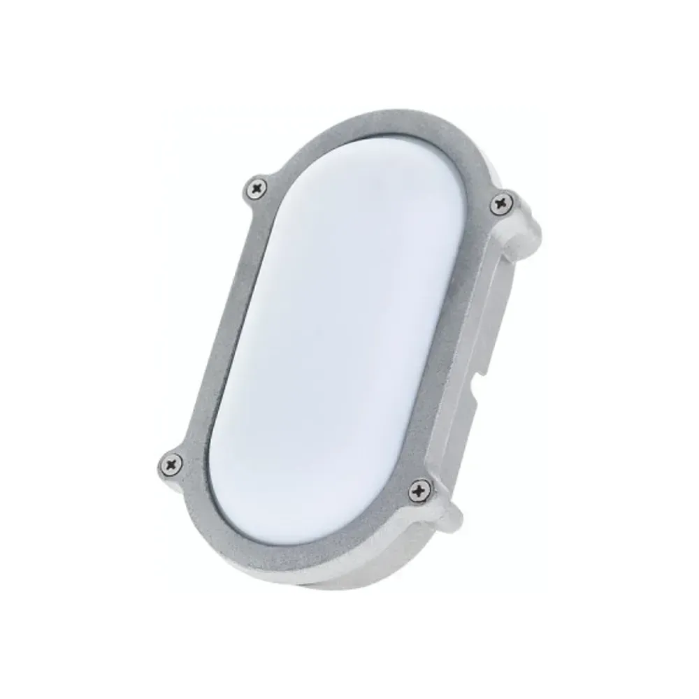 Front view of the 7W LEDBHO9WN bulkhead light showing the oval design and robust construction