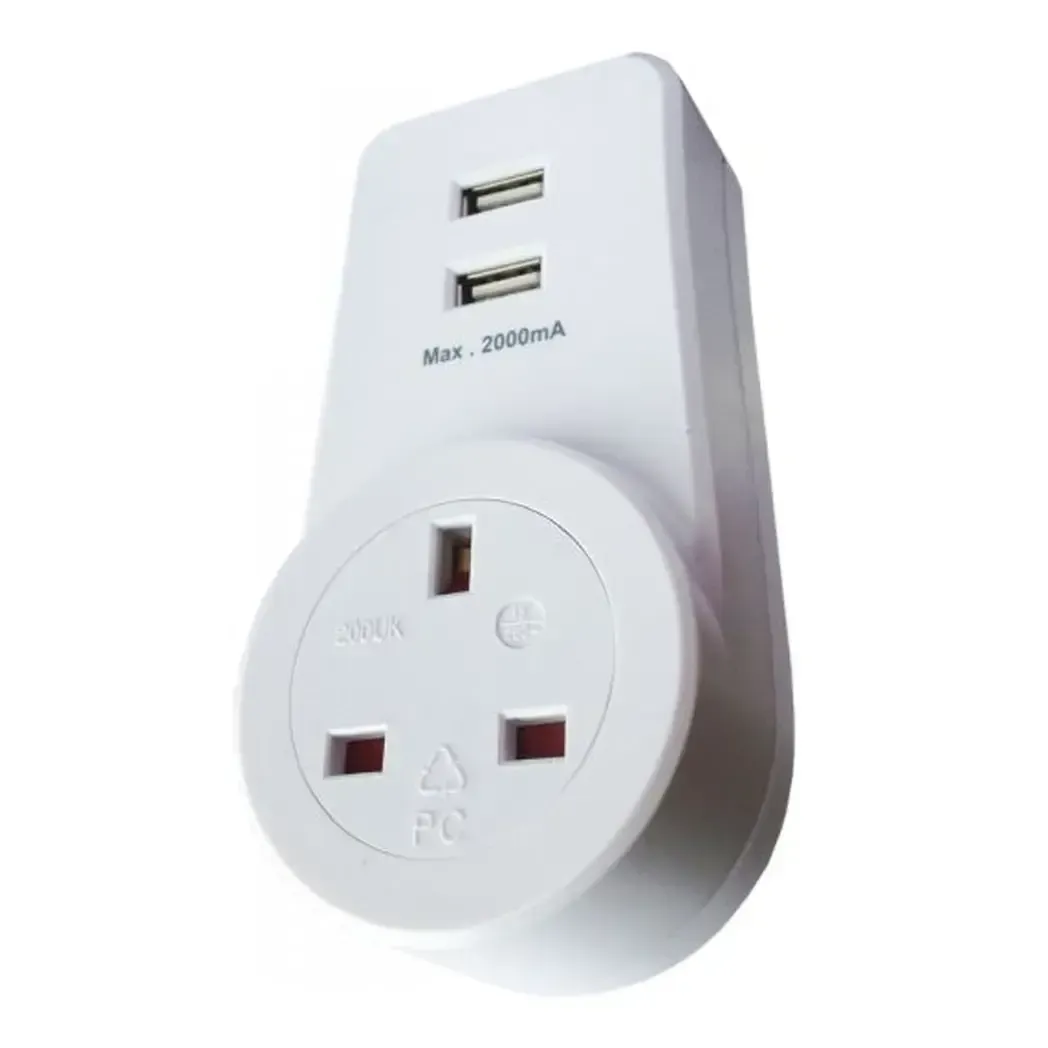 LG8191USB2 - Selectric USB Plug-In Adaptor 2 USB Outlets 2000mA LG8191-USB2