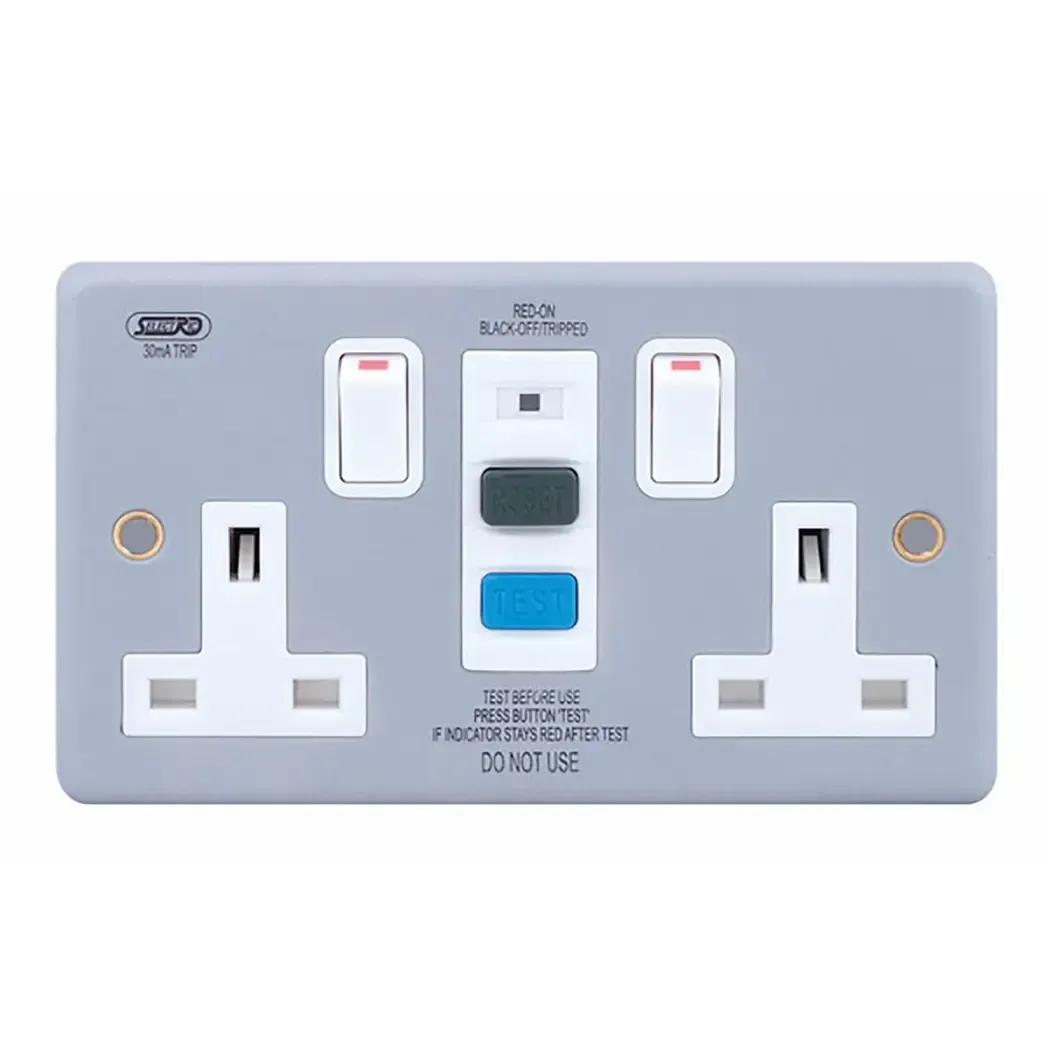 LG9098MBRCD - Selectric 13A Metal Clad Switched Socket 2 Gang with RCD