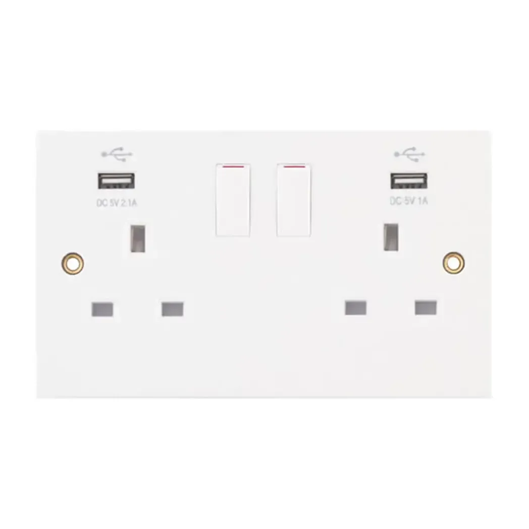 LG9098USB - Selectric 13A Switched Socket 2 Gang, USB Type A 1.0A and Type A 2.1A