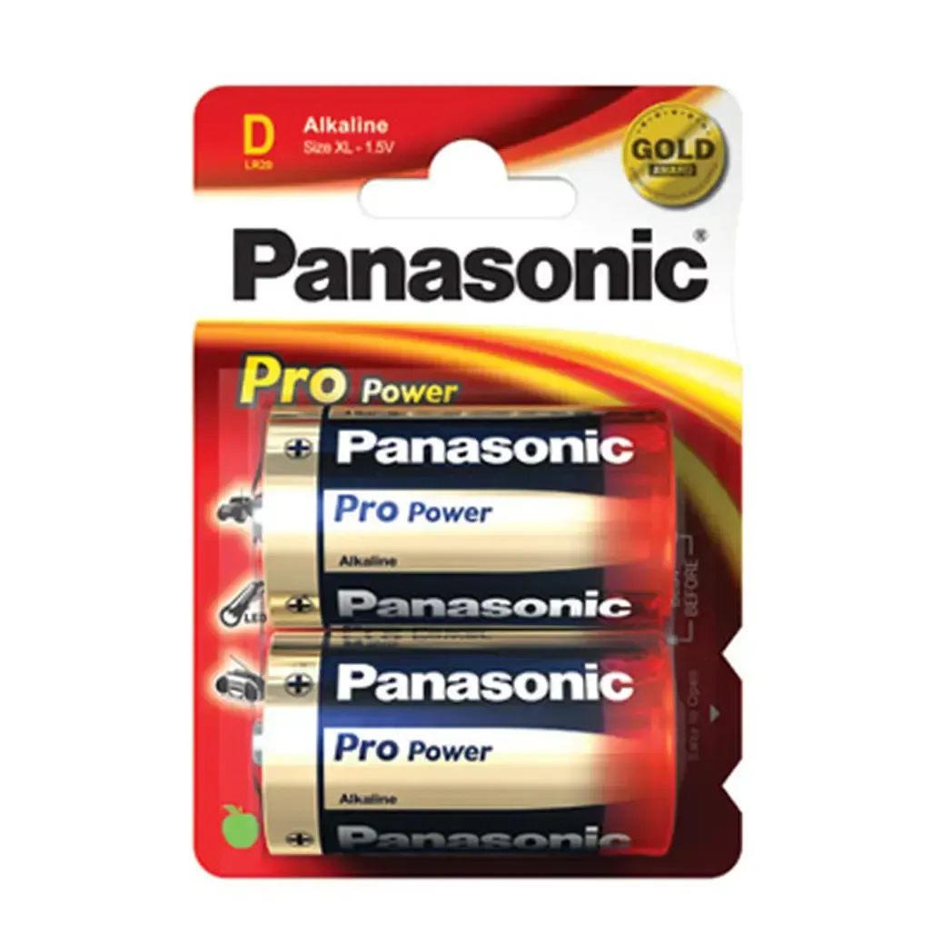 LR20X2BP - Panasonic ProPower 1.5V D Alkaline Batteries LR20 2 Pack - LR20PPG/2BP