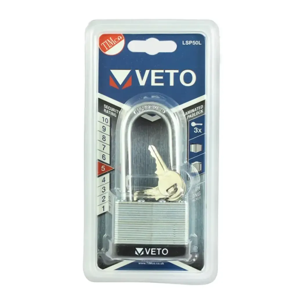 LSP50L - Laminated Steel Padlock - LS 50mm Long Shackle