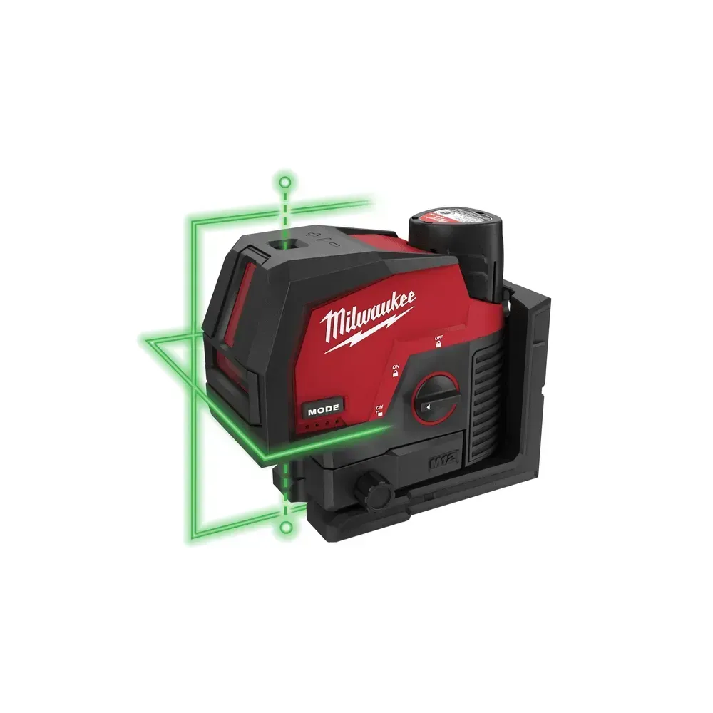 Milwaukee M12 Green Cross Line Laser with Plumb Points