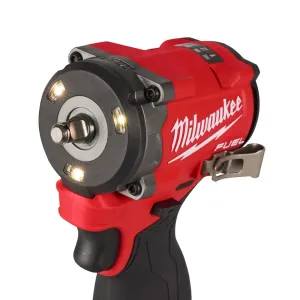 Close-up of Milwaukee impact wrench showing Tri-LED work lights