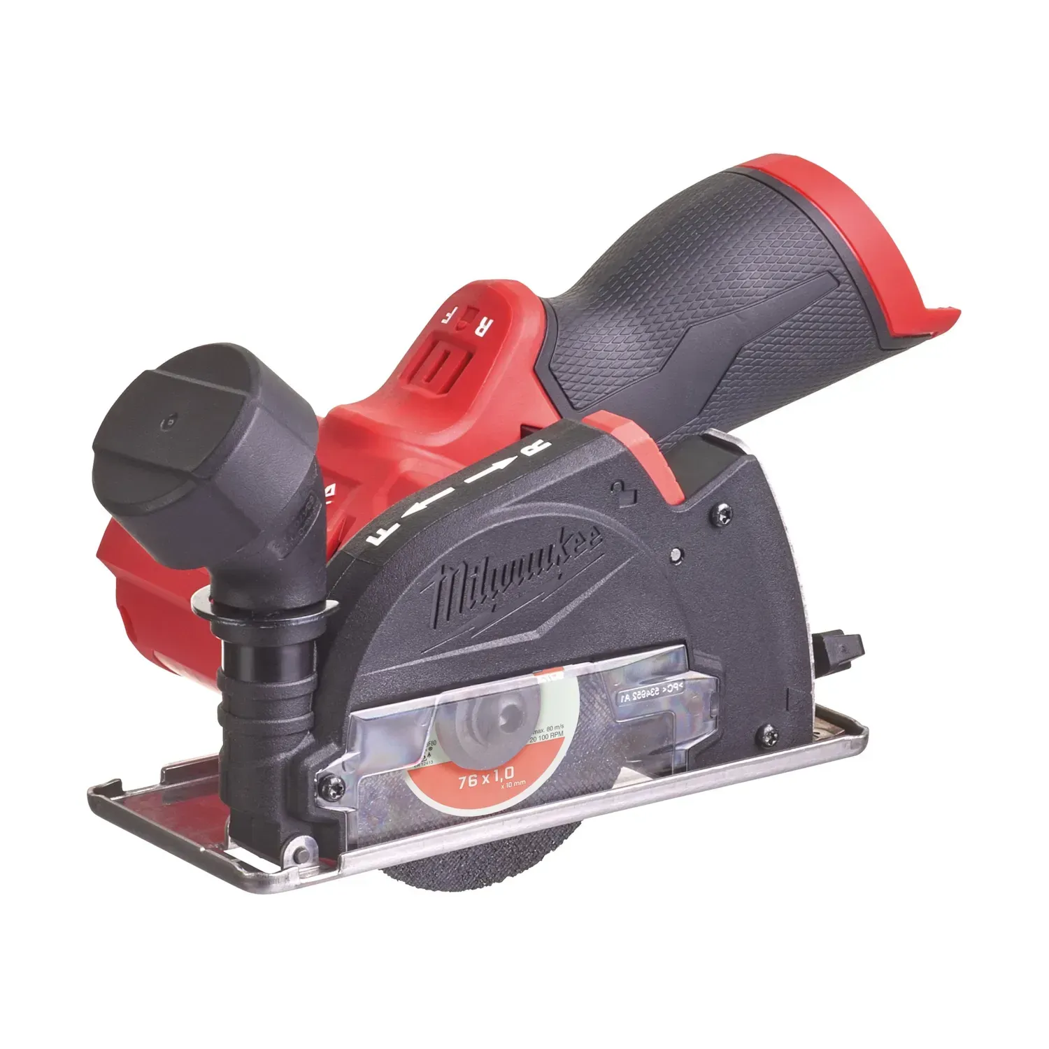 Milwaukee M12 FUEL 76mm cut-off tool side view