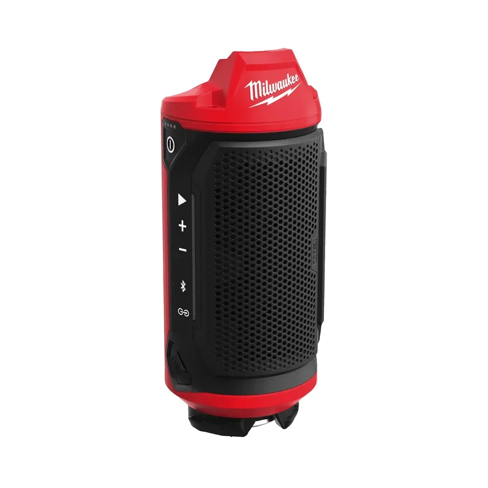 Milwaukee jobsite speaker with integrated bass port