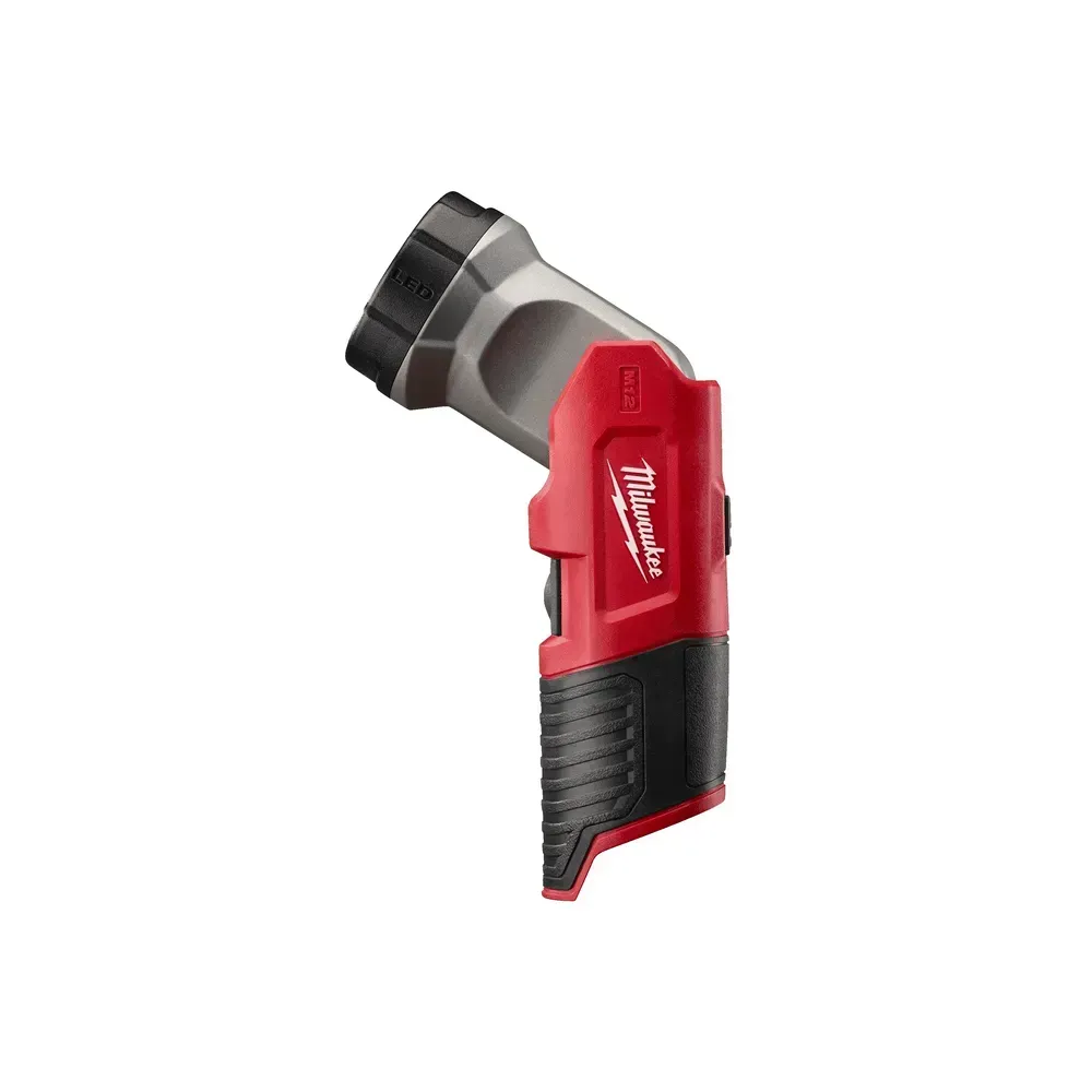 Milwaukee M12 LED Torch with 120 lumens for bright work lighting.