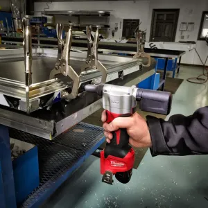 Milwaukee M12BPRT 12V cordless pop rivet tool in professional setting