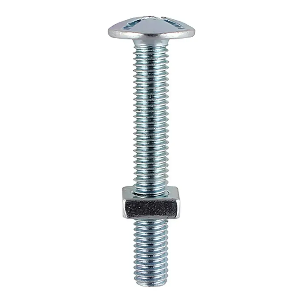 M620 - TIMco Roofing Bolts CW Square Nuts BZP Box of 200 M6 X 20mm