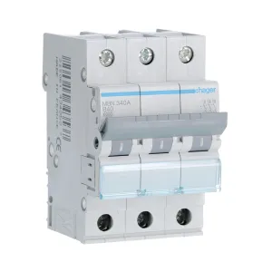 Hager MBN340A 40A 3P B-Curve MCB 6kA 3 Module