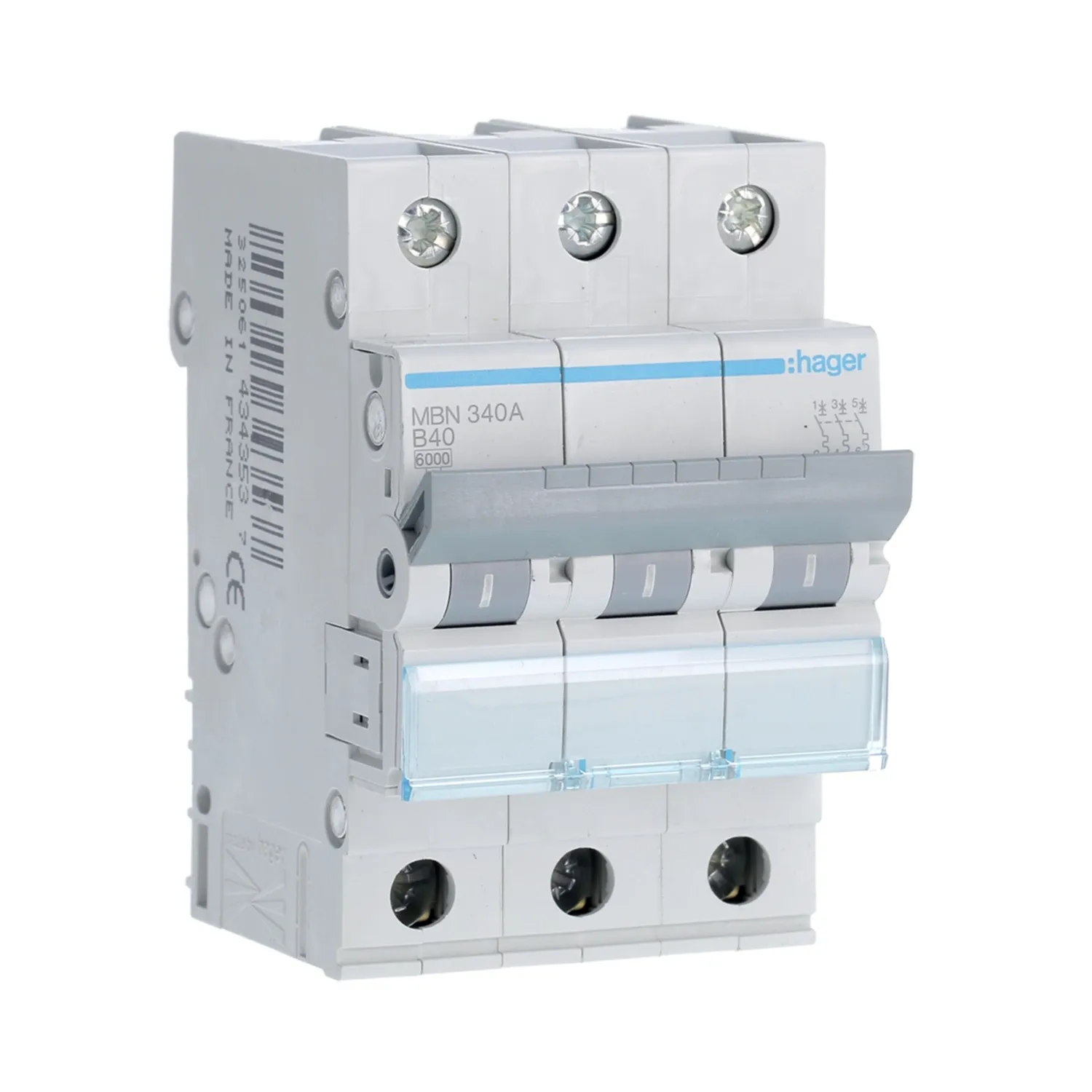 Hager MBN340A 40A 3P B-Curve MCB 6kA 3 Module