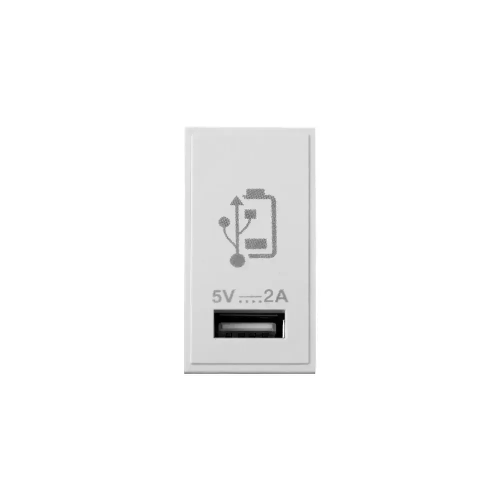 Click MiniGrid 2A USB Type A charging module, white