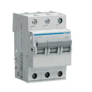 Hager MU316A 16A 3P C-Curve MCB 6kA 3 Module