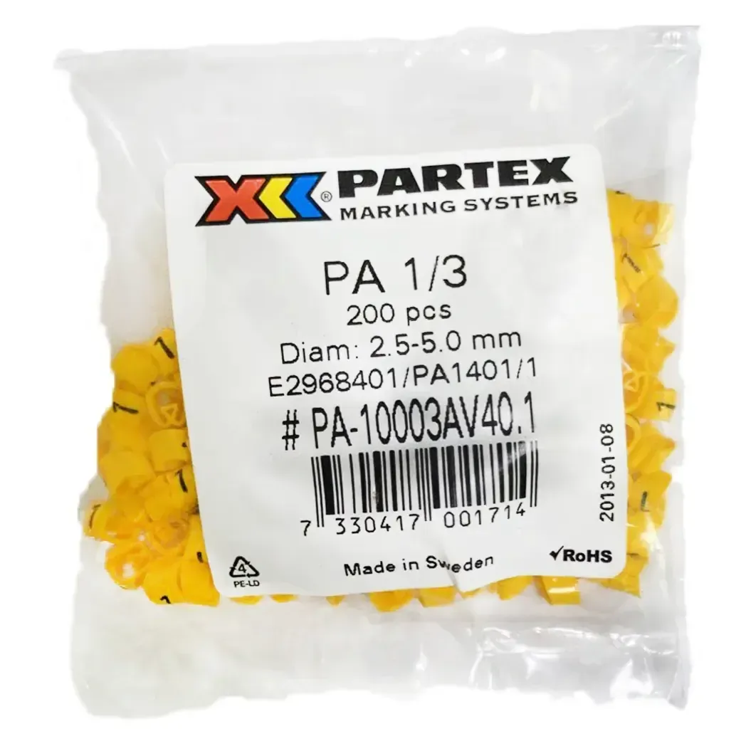 PA13BYMP1 - Partex Pack of 200 Cable Markers 1 PA13BYMP1