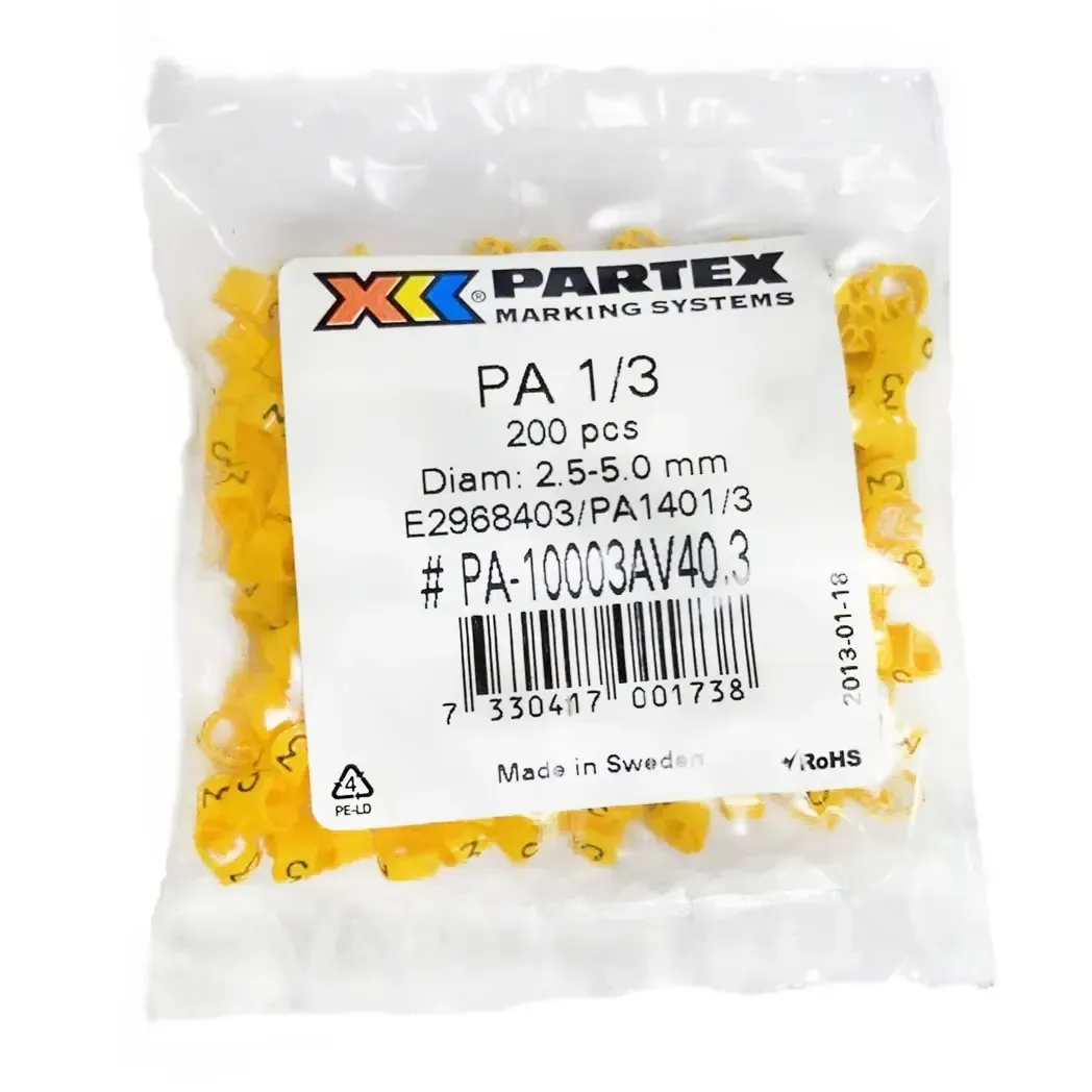 PA13BYMP3 - Partex Pack of 200 Cable Markers 3 PA13BYMP3