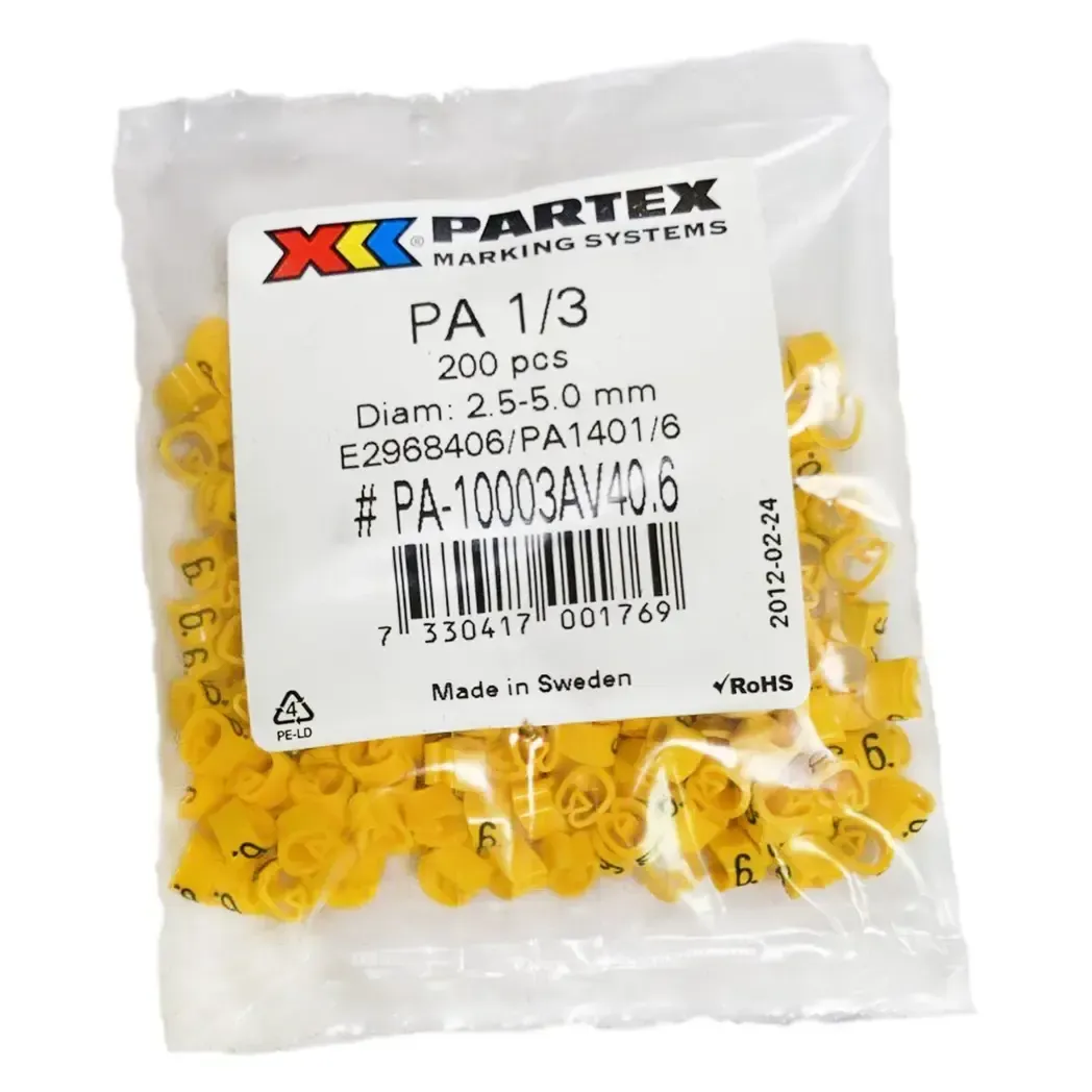 PA13BYMP6 - Partex Pack of 200 Cable Markers 6 PA13BYMP6
