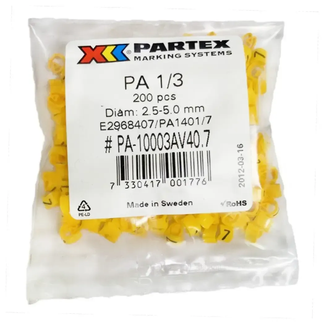 PA13BYMP7 - Partex Pack of 200 Cable Markers 7 PA13BYMP7