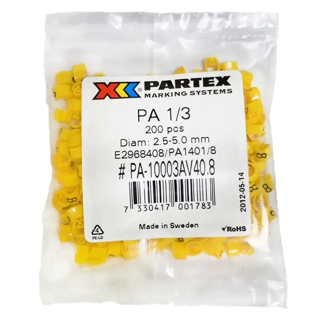 PA13BYMP8 - Partex Pack of 200 Cable Markers 8 PA13BYMP8