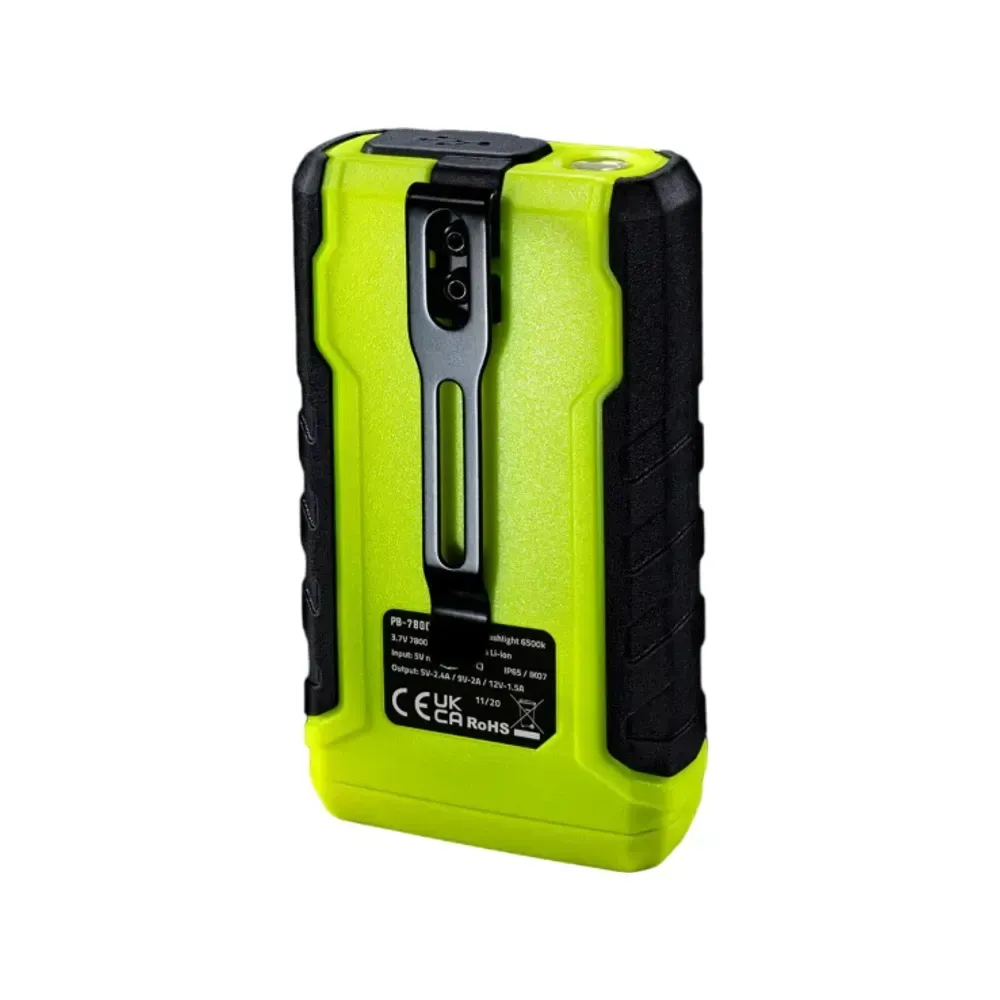 Industrial power bank featuring a magnetic base and flashlight