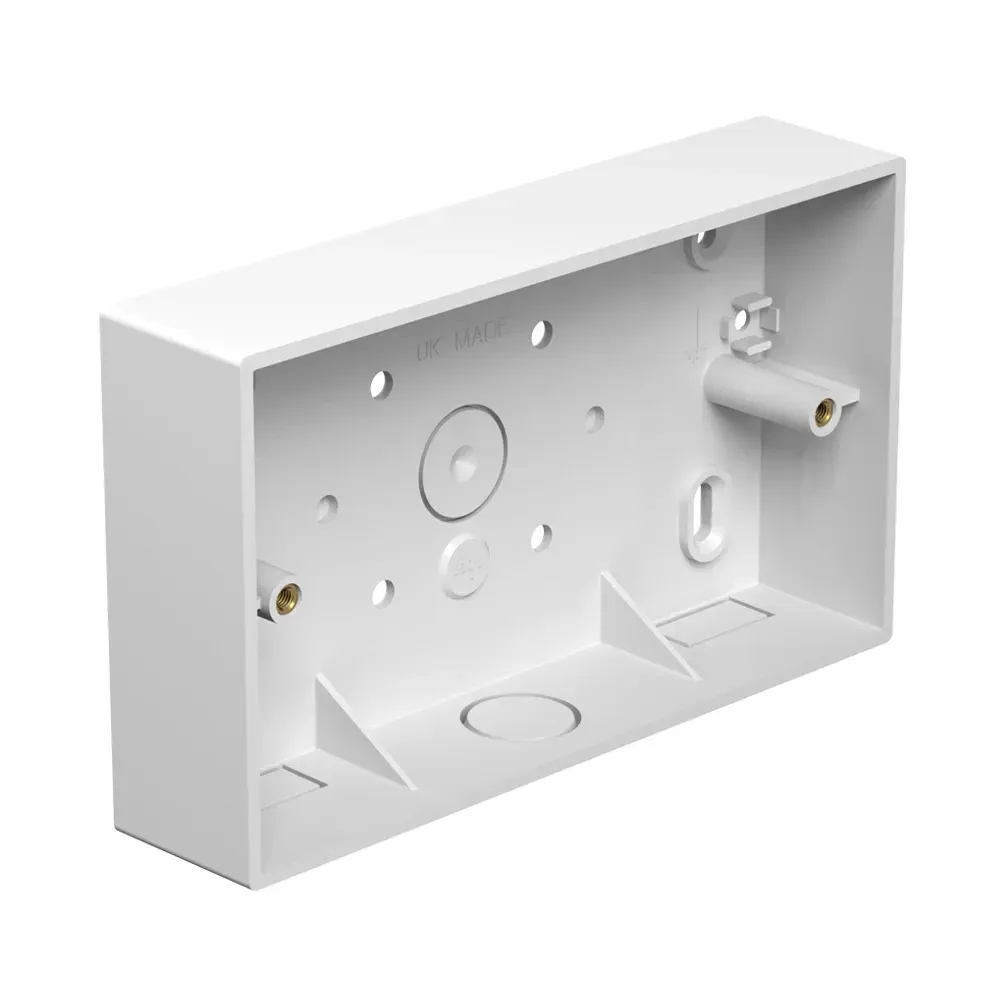 2-gang, double PVC surface box, 32mm deep