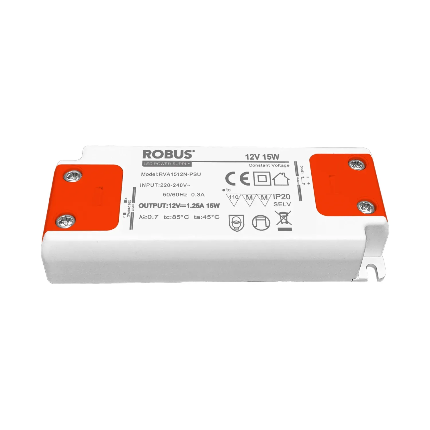Robus Vegas 15W 12V IP20 Non-Dimmable Constant Voltage LED Driver