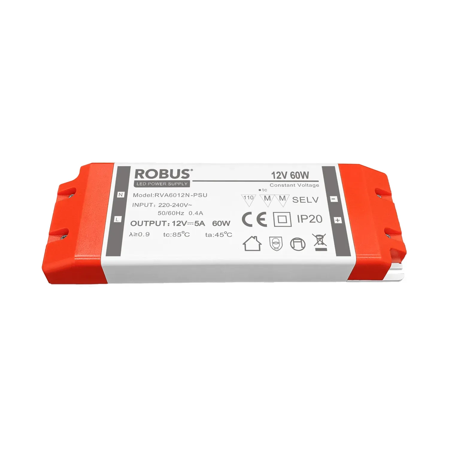 Robus Vegas 60W 12V IP20 Non-Dimmable Constant Voltage LED Driver RVA6012N-PSU