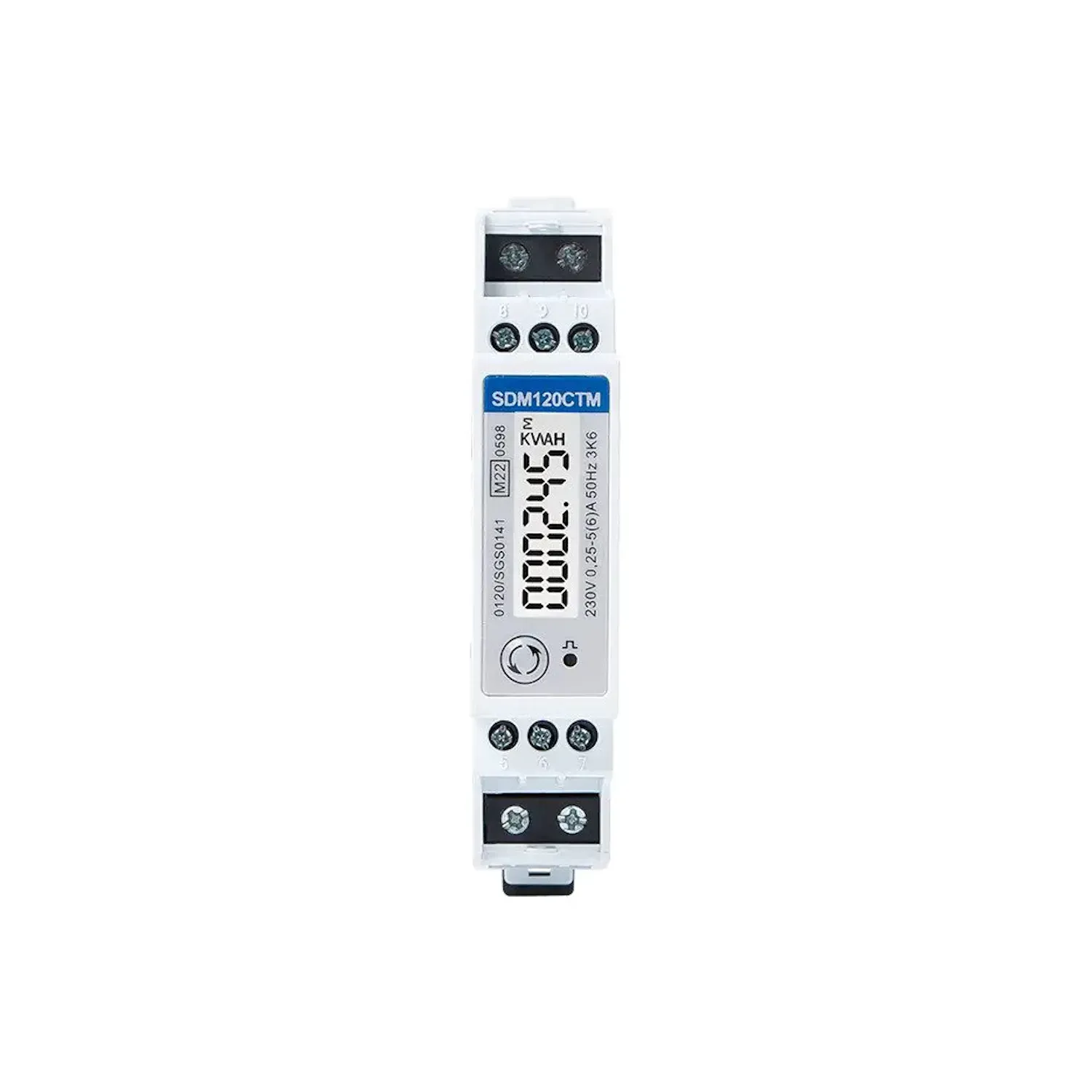 Eastron SDM120CTM single phase CT Modbus DIN rail meter front panel display