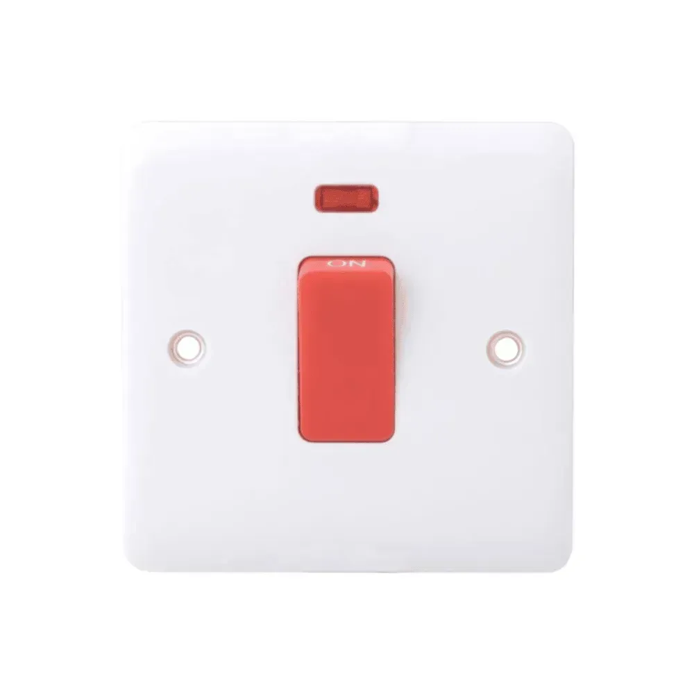 Iona 45A 1 Gang Slimline D/P Cooker Switch with Neon Light