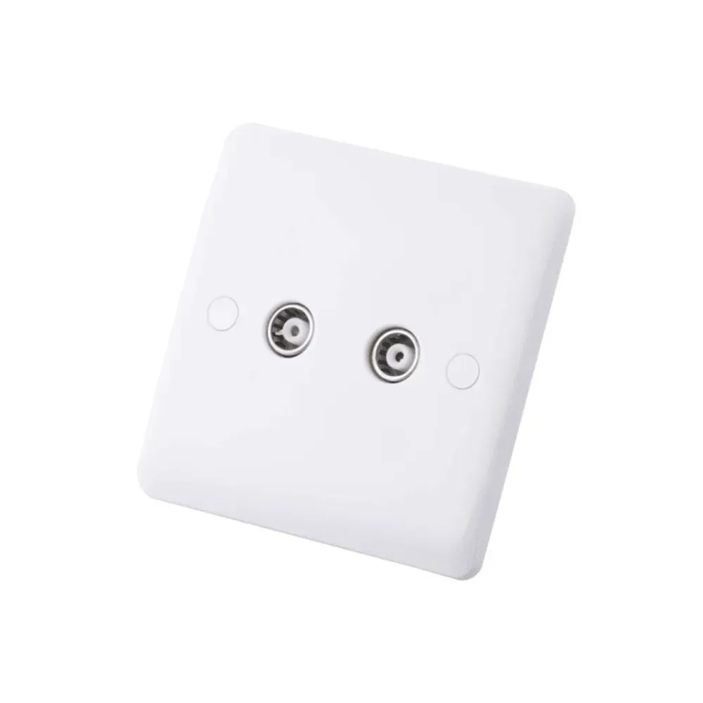 Iona 2 Gang TV Socket – Slimline non-isolated coaxial outlet for seamless TV connectivity.
