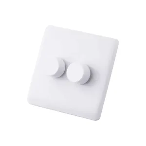 Iona 2 Gang 2 Way 400W Dimmer Switch with White Knobs