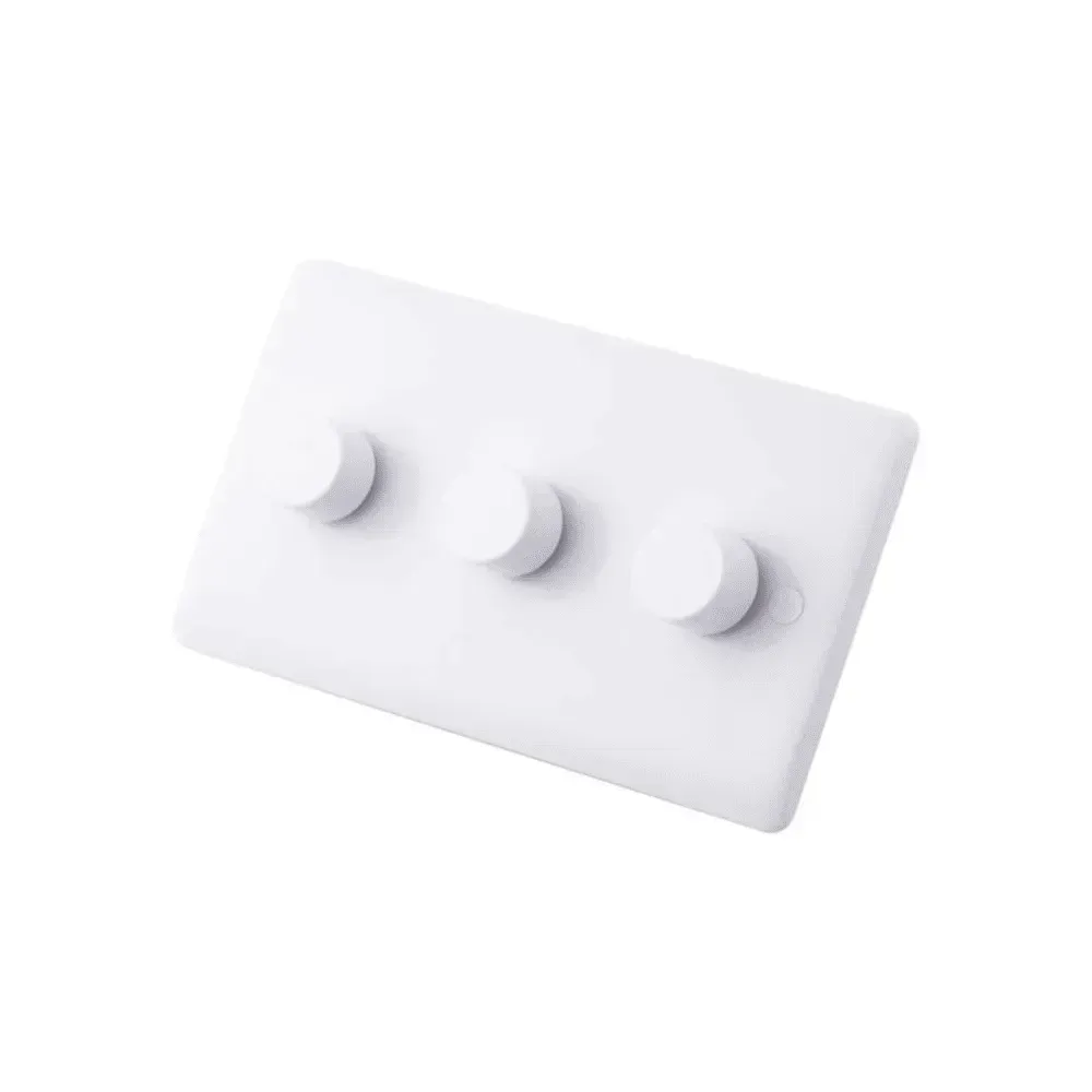 Iona 3 Gang 2 Way 400W Dimmer Switch - White Knob