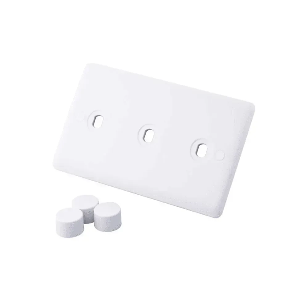 Iona 3 Gang Dimmer Plate with White Knobs